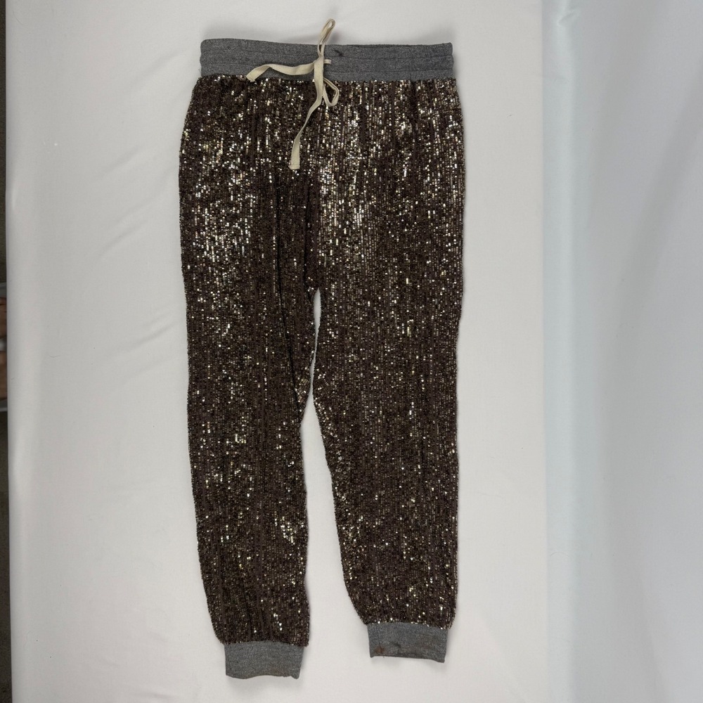 Dolan T-Shirt Sequin Joggers Bronze Gold‎ Sparkly Party Pants Mens Small - Picture 3 of 9